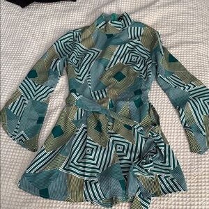 Geometric Green and Gold Jumpsuit